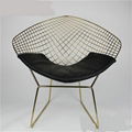 Harry Bertoia Metal Chromed PU Cushion Wire Diamond Chair