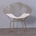 Harry Bertoia Metal Chromed PU Cushion Wire Diamond Chair