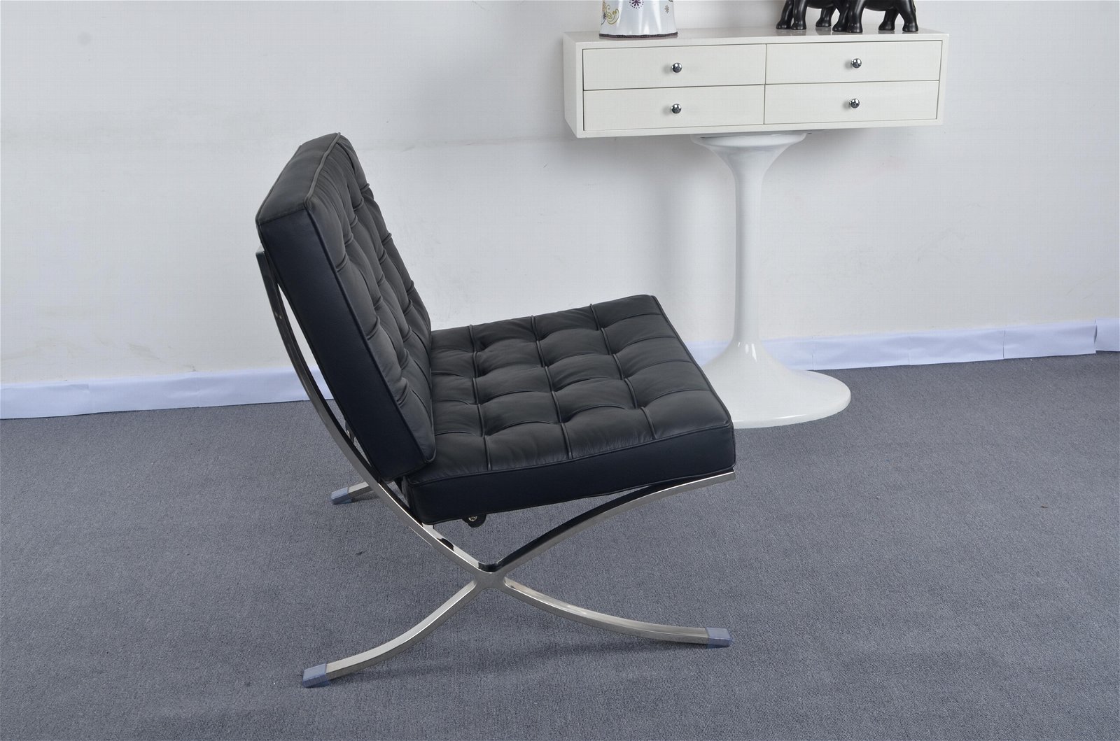 Stainless steel frame leather mies van der rohe barcelona chair 5