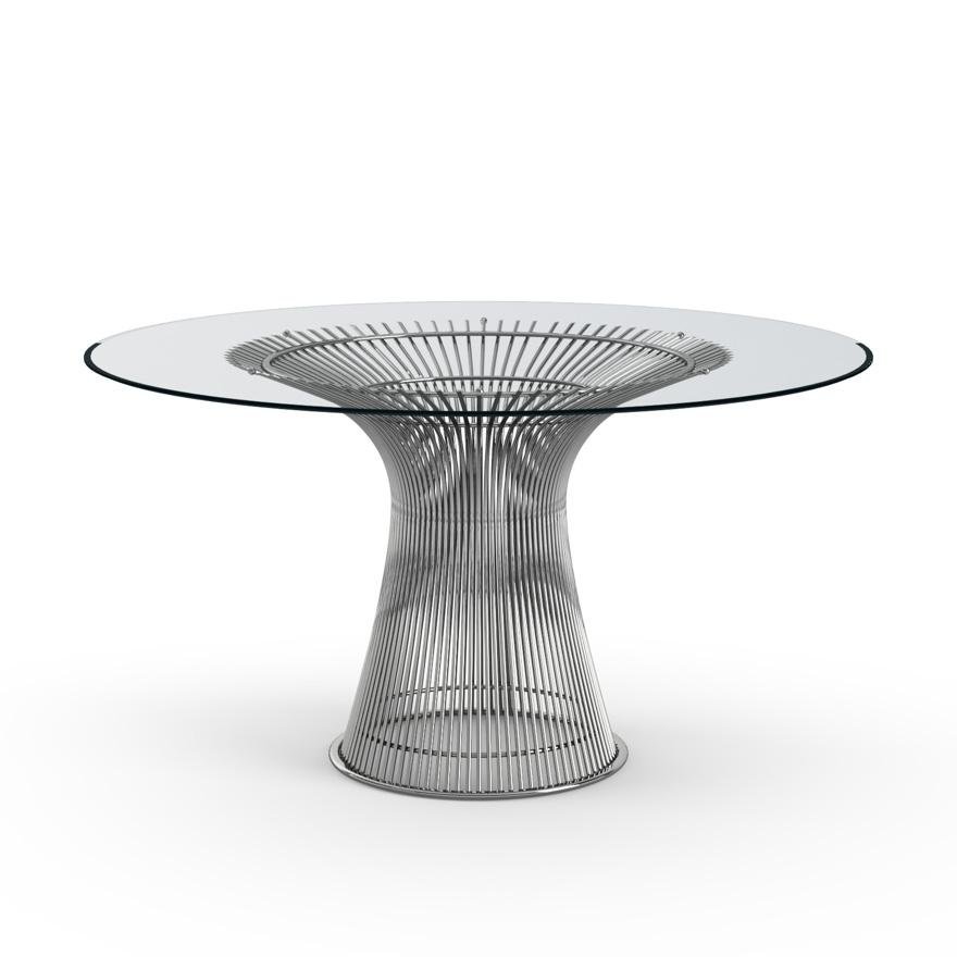 Modern Classic Stainless Steel Glass Dining Table by Warren Platner for Knoll