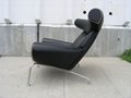 Home Design Stainless Steel Frame Leather Hans Wegner OX Lounge Chair