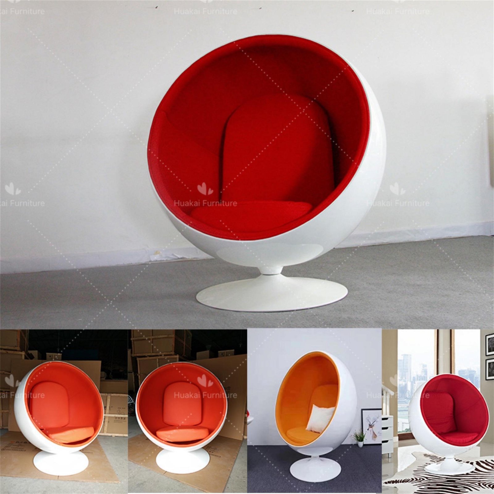 Mid Century Eero Arranio Hanging Ball Shaped Globe Chair 1