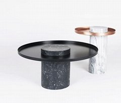 Living Room Furniture Marble And Metal Salute Side Table 