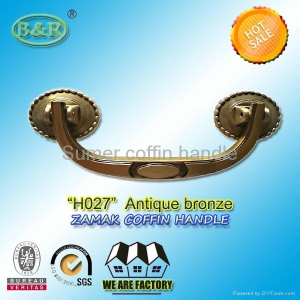 H027 Zamak poignee de cercueils zinc metal coffin handle French style bronze