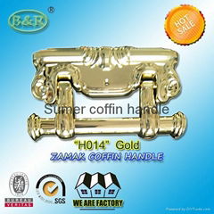 H014 Zamak handle gold metal coffin handle