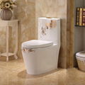 Bathroom golden simple decal ceramic one piece toilet  1