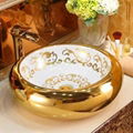 China ceramic golden new decal round countertop basin sink