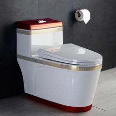 Modern art ceramic color bathroom washdown one piece toilet