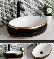 Home design countertop ceramic black color art basin
