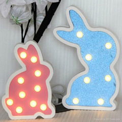 Customized battery kids bedroom bunny led wooden night light