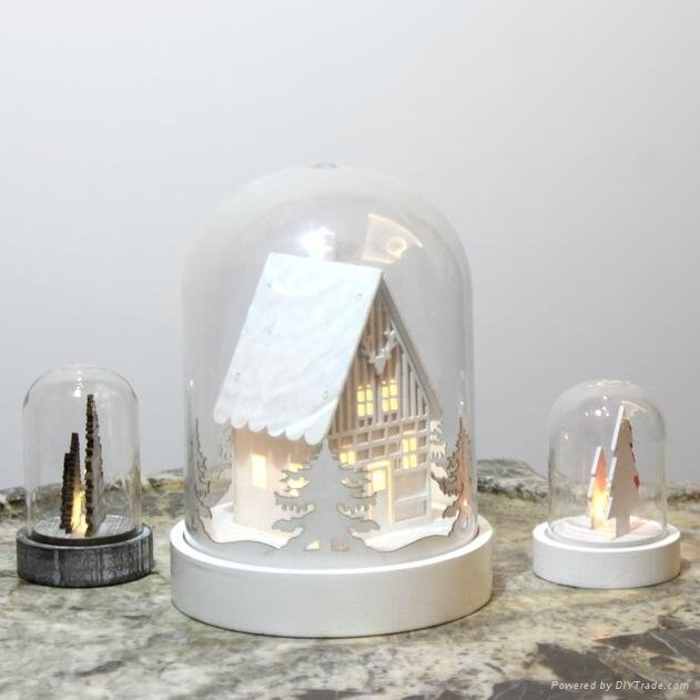 glass dome light wood ornament christmas gift