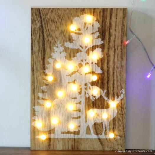 customized tree and deer led home wooden wall decorative board