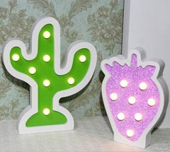 factory price holiday wood led cactus marquee lighting