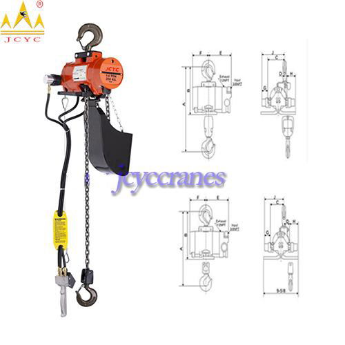 Air Hook Mounted Chain Hoist, Pneumatic Air Chain Hoist