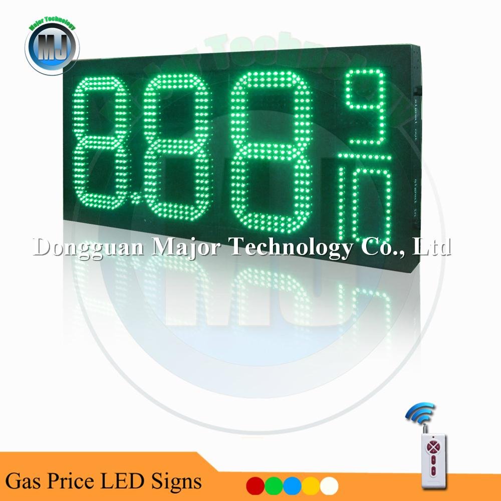 Green Color 12" Wireless RF Control 8.889 Gas Station LED Fuel Price Sign 2