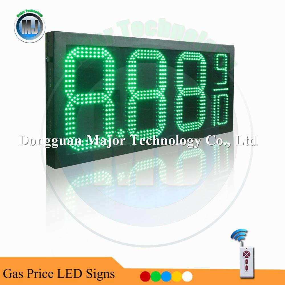 Green Color 12" Wireless RF Control 8.889 Gas Station LED Fuel Price Sign 3