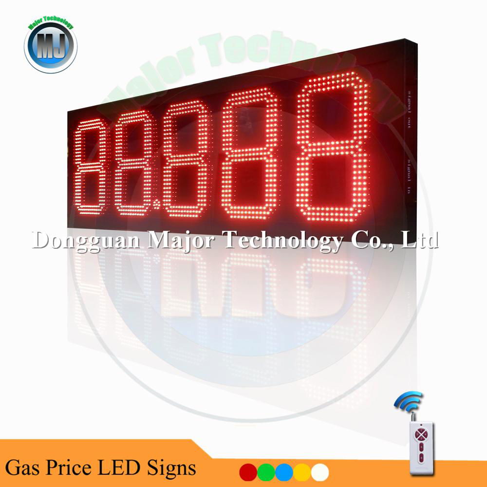 12 Inch Amber RF Remote Control Outdoor LED Gasoline Price Sign 3