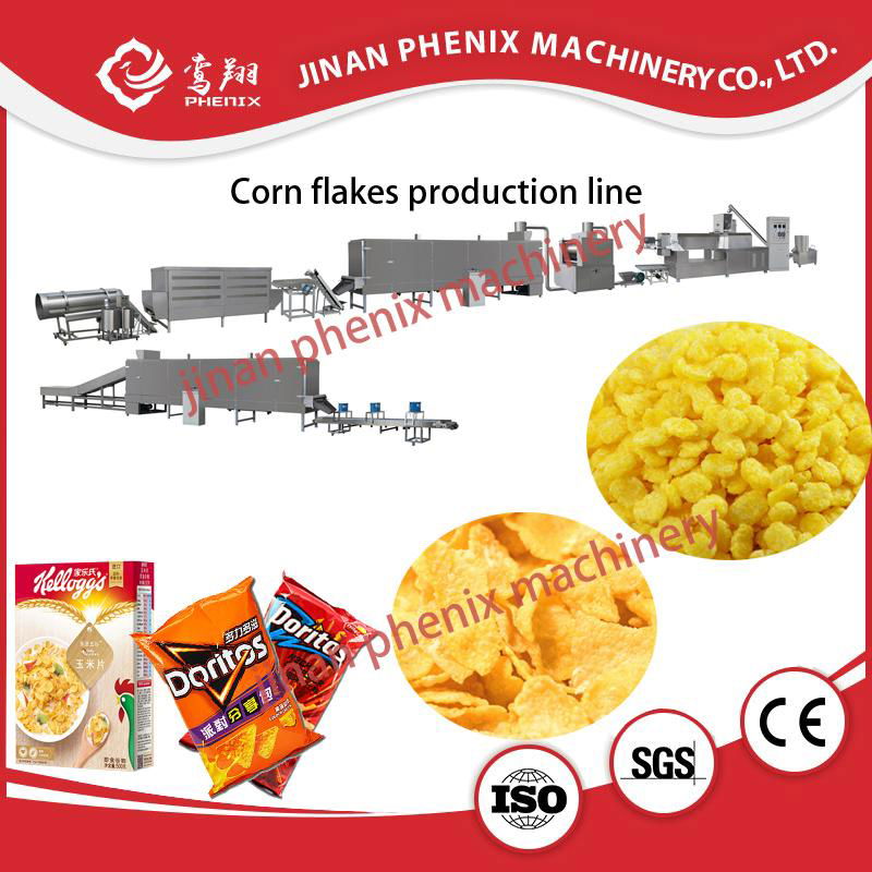 full automatic frosted roasted corn flakes extruder machine processing line 4