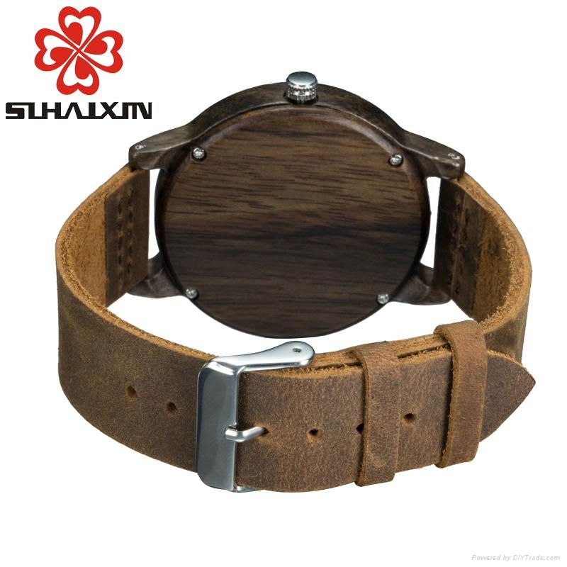 SIHAIXIN Wood Watch Men Red Color Vintage Arabic Numerals Dial With Top Brand Ma 2