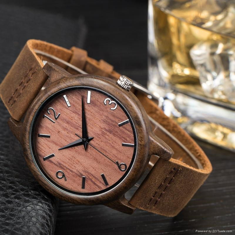 SIHAIXIN Wood Watch Men Red Color Vintage Arabic Numerals Dial With Top Brand Ma 5