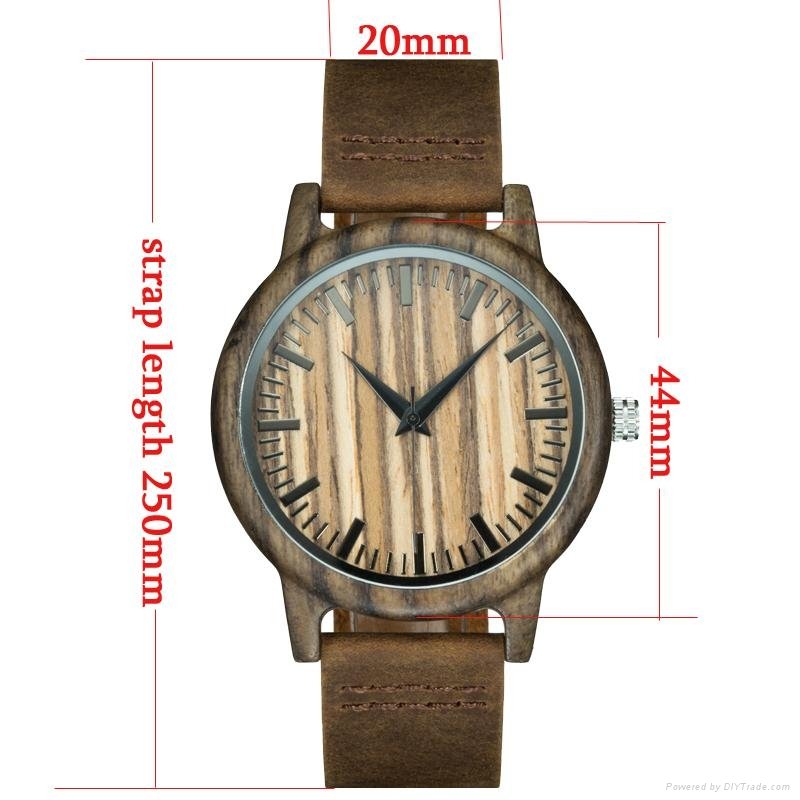 wood watches men leather Japan movement 2035 quartz wristwatch for personalized  2