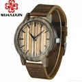 wood watches men leather Japan movement