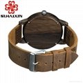 wood watches men leather Japan movement 2035 quartz wristwatch for personalized  3