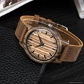 wood watches men leather Japan movement 2035 quartz wristwatch for personalized  5