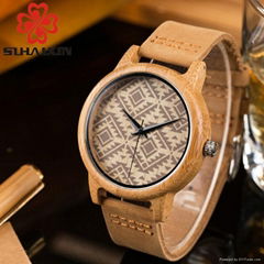 SIHAIXIN Wristwatch Mens Wooden Watch With Newest Design Men Clcok Leather