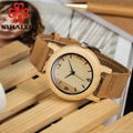 SIHAIXIN Wood Women Watch Leather Band Quartz Watches Natural Wood Bamboo Clock 2