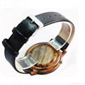 SIHAIXIN wooden clock man watch black fashion leather strap  3