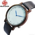 SIHAIXIN wooden clock man watch black fashion leather strap  2