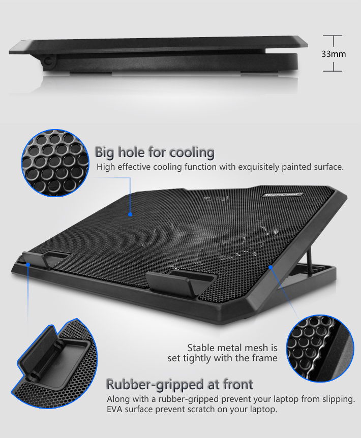 notebook air cooling portable black pads cooler stand 4
