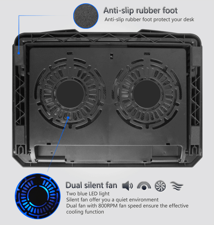 notebook air cooling portable black pads cooler stand 5