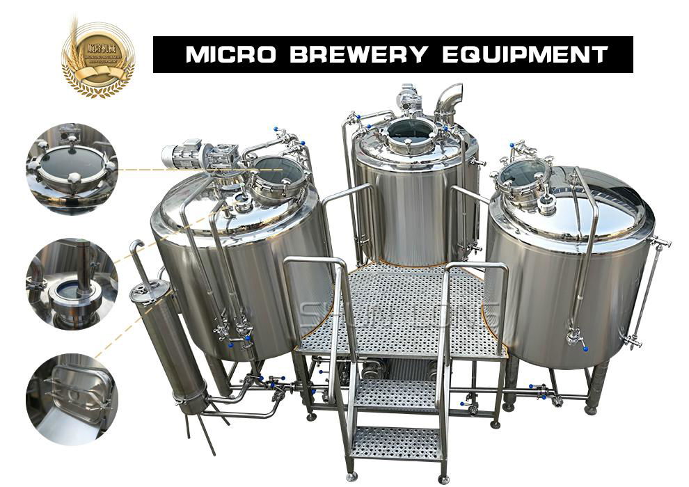 500l 3-vessel beer brewery equipment