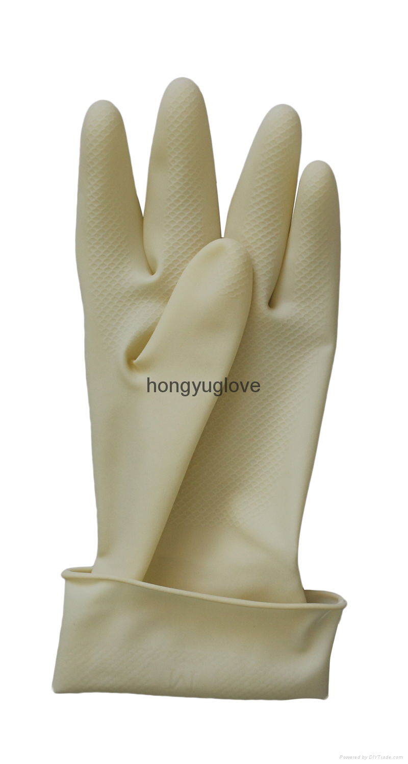 12" 30g Natural Unlined Household Latex Glove 3