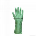 12" 50g Apple Green Flocklined Household Latex Glove With Aloe  2