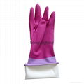 14"90gRose pink-Light Purple Bicolor Flocklined  Household Anti-microbial glove 2