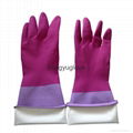 14"90gRose pink-Light Purple Bicolor Flocklined  Household Anti-microbial glove 4