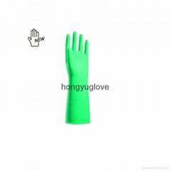 13"16mil 绿色喷绒抗菌乳胶工业手套