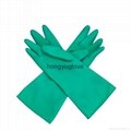 13"16mil Green Flocklined Anti-microbial Latex Industrial Glove 4