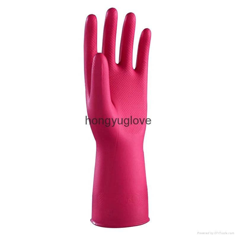 12’‘ 40g Rose red unlined nitrile protective fish-scale pattern household glove