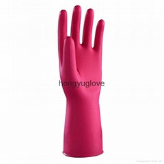 12’‘ 40g Rose red unlined nitrile protective fish-scale pattern household glove