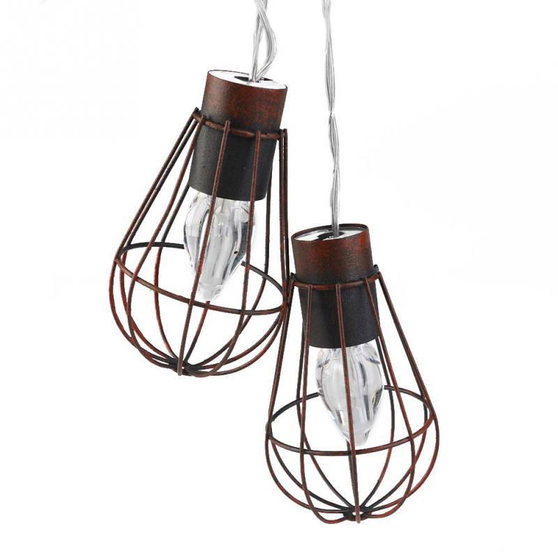  Solar LED string lights with Vintage Iron Cage style for holiday decoration  4