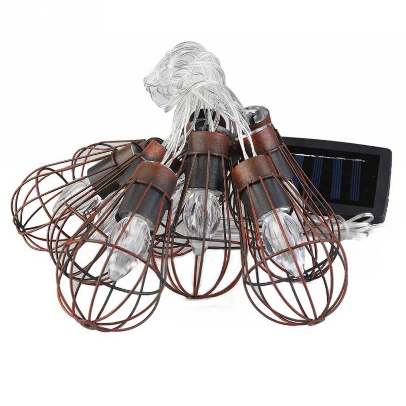  Solar LED string lights with Vintage Iron Cage style for holiday decoration  5