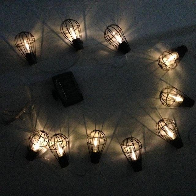  Solar LED string lights with Vintage Iron Cage style for holiday decoration  3