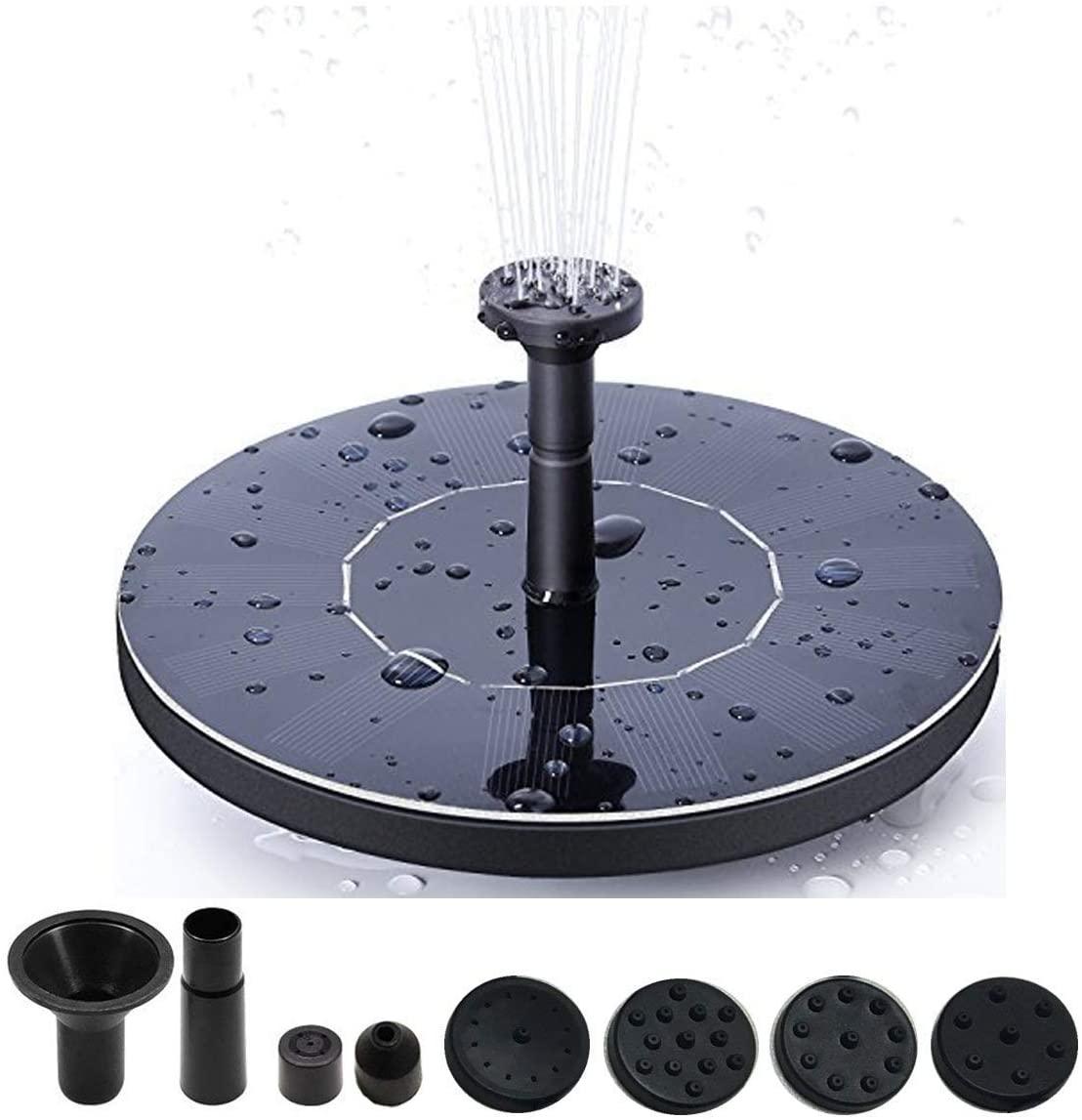 Solar Powered Fountain Pump, Solar Birdbath Fountain, Free Standing Floating Bir