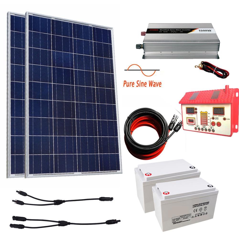 200W 300W solar Panel system kit 2*100W solar panel & 20 30A LCD controller USB 