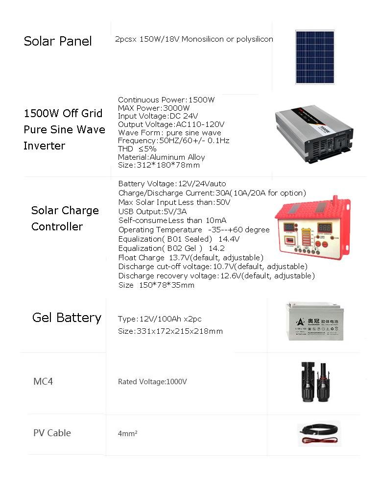 200W 300W solar Panel system kit 2*100W solar panel & 20 30A LCD controller USB  3