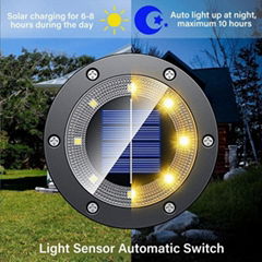 Solar Lights Outdoor White, Garden Deck Solar Disk Lights Waterproof, 